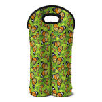 Green Monarch Butterfly Pattern Print Double Neoprene Wine Tote