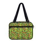 Green Monarch Butterfly Pattern Print Double Strap Bible Bag