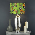 Green Monarch Butterfly Pattern Print Drum Lamp Shade