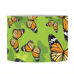 Green Monarch Butterfly Pattern Print Drum Lamp Shade