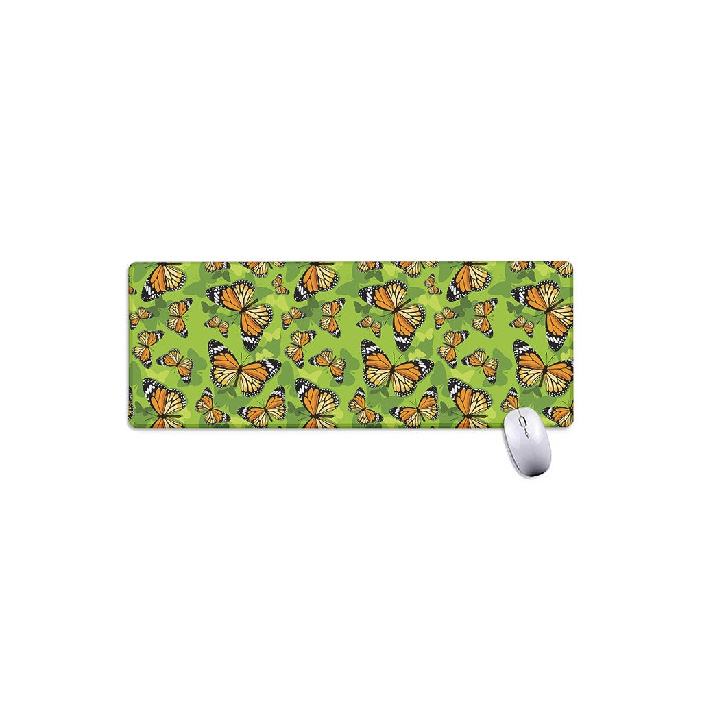 Green Monarch Butterfly Pattern Print Extended Mouse Pad
