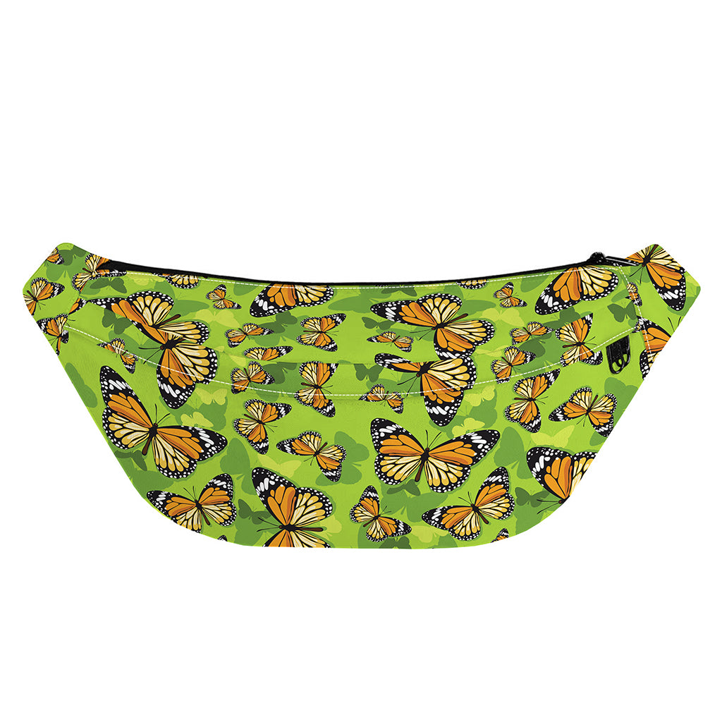 Green Monarch Butterfly Pattern Print Fanny Pack