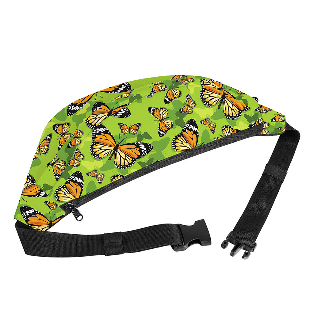 Green Monarch Butterfly Pattern Print Fanny Pack
