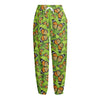 Green Monarch Butterfly Pattern Print Fleece Lined Knit Pants