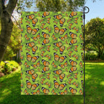 Green Monarch Butterfly Pattern Print Garden Flag