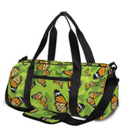 Green Monarch Butterfly Pattern Print Gym Bag