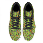 Green Monarch Butterfly Pattern Print High Top Leather Sneakers