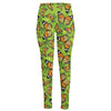 Green Monarch Butterfly Pattern Print High-Waisted Pocket Leggings