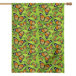 Green Monarch Butterfly Pattern Print House Flag