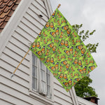 Green Monarch Butterfly Pattern Print House Flag
