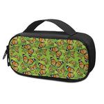 Green Monarch Butterfly Pattern Print Insulin Cooler Travel Case