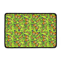 Green Monarch Butterfly Pattern Print Kitchen Mat