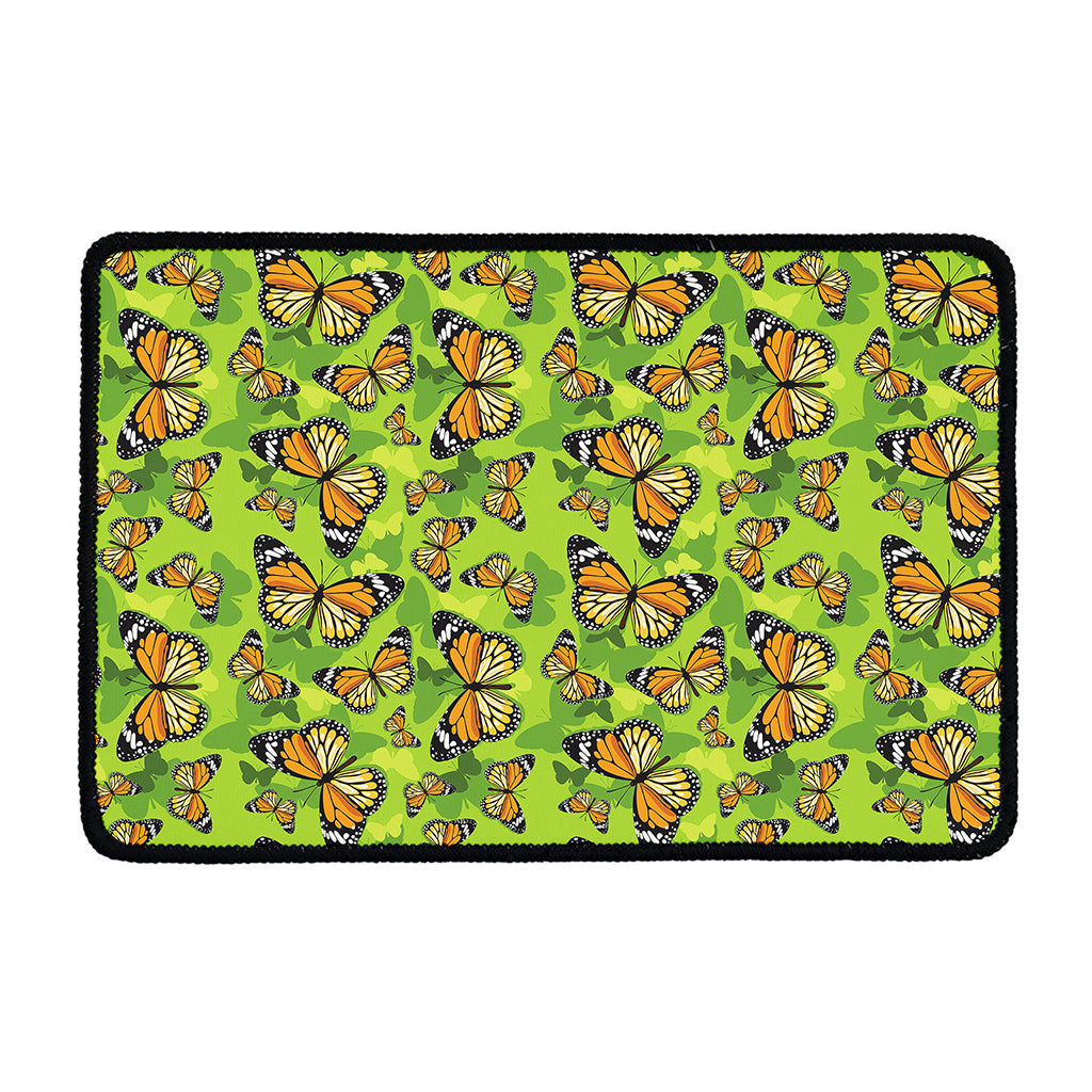 Green Monarch Butterfly Pattern Print Kitchen Mat