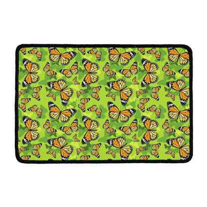 Green Monarch Butterfly Pattern Print Kitchen Mat