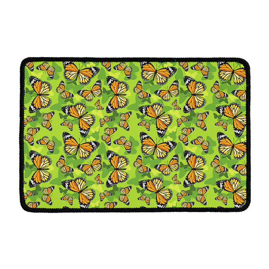 Green Monarch Butterfly Pattern Print Kitchen Mat