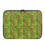 Green Monarch Butterfly Pattern Print Laptop Sleeve