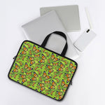 Green Monarch Butterfly Pattern Print Laptop Sleeve With Handle