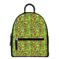 Green Monarch Butterfly Pattern Print Leather Backpack