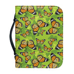 Green Monarch Butterfly Pattern Print Leather Bible Cover