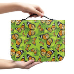 Green Monarch Butterfly Pattern Print Leather Bible Cover