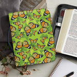 Green Monarch Butterfly Pattern Print Leather Bible Cover