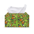 Green Monarch Butterfly Pattern Print Leather Tissue Box Cover
