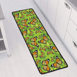 Green Monarch Butterfly Pattern Print Long Kitchen Mat