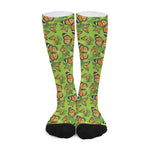 Green Monarch Butterfly Pattern Print Long Socks