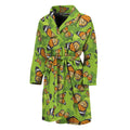 Green Monarch Butterfly Pattern Print Men's Bathrobe