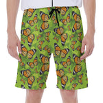 Green Monarch Butterfly Pattern Print Men's Beach Shorts
