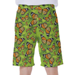 Green Monarch Butterfly Pattern Print Men's Beach Shorts