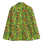 Green Monarch Butterfly Pattern Print Men's Blazer