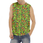 Green Monarch Butterfly Pattern Print Men's Fitness Tank Top