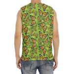 Green Monarch Butterfly Pattern Print Men's Fitness Tank Top