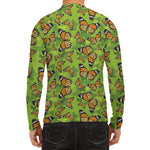 Green Monarch Butterfly Pattern Print Men's Long Sleeve Rash Guard