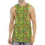 Green Monarch Butterfly Pattern Print Men's Muscle Tank Top