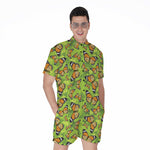 Green Monarch Butterfly Pattern Print Men's Rompers
