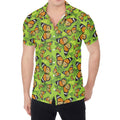Green Monarch Butterfly Pattern Print Men's Shirt