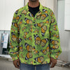 Green Monarch Butterfly Pattern Print Men's Shirt Jacket