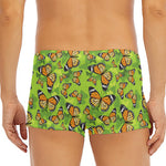 Green Monarch Butterfly Pattern Print Men's Short Boxer Briefs