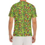 Green Monarch Butterfly Pattern Print Men's Short Sleeve Rash Guard