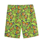 Green Monarch Butterfly Pattern Print Men's Sports Shorts