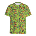 Green Monarch Butterfly Pattern Print Men's Athletic T-Shirt