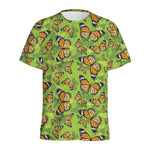Green Monarch Butterfly Pattern Print Men's Sports T-Shirt