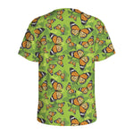 Green Monarch Butterfly Pattern Print Men's Sports T-Shirt