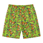 Green Monarch Butterfly Pattern Print Men's Swim Trunks