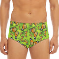 Green Monarch Butterfly Pattern Print Men's Triangle Swim Briefs