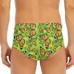Green Monarch Butterfly Pattern Print Men's Triangle Swim Briefs