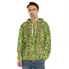 Green Monarch Butterfly Pattern Print Men's Velvet Pullover Hoodie