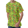 Green Monarch Butterfly Pattern Print Men's Velvet T-Shirt